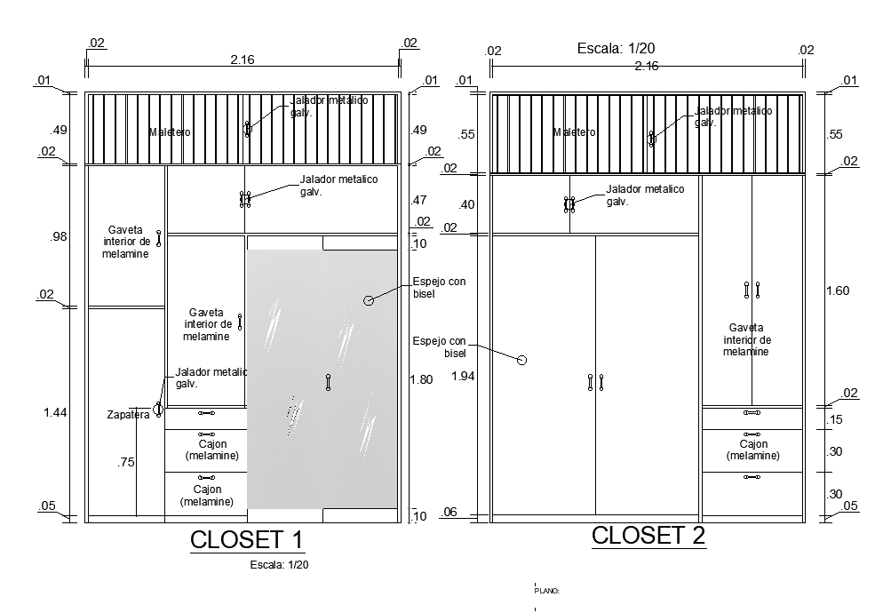 A section view of 10x4m bedroom water closet is given in this Autocad drawing file. Download now.