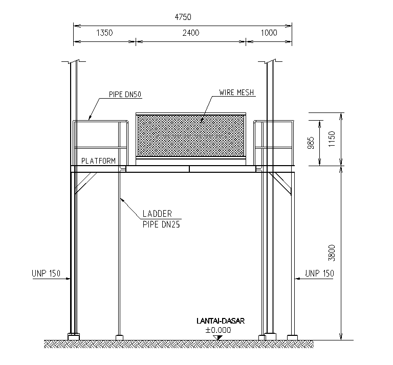 A section view of 10x8m kitchen plan is given in this Autocad drawing file.Download now.