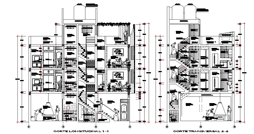 A section view of 12x8m house plan is given in this Autocad drawing file. Download now.