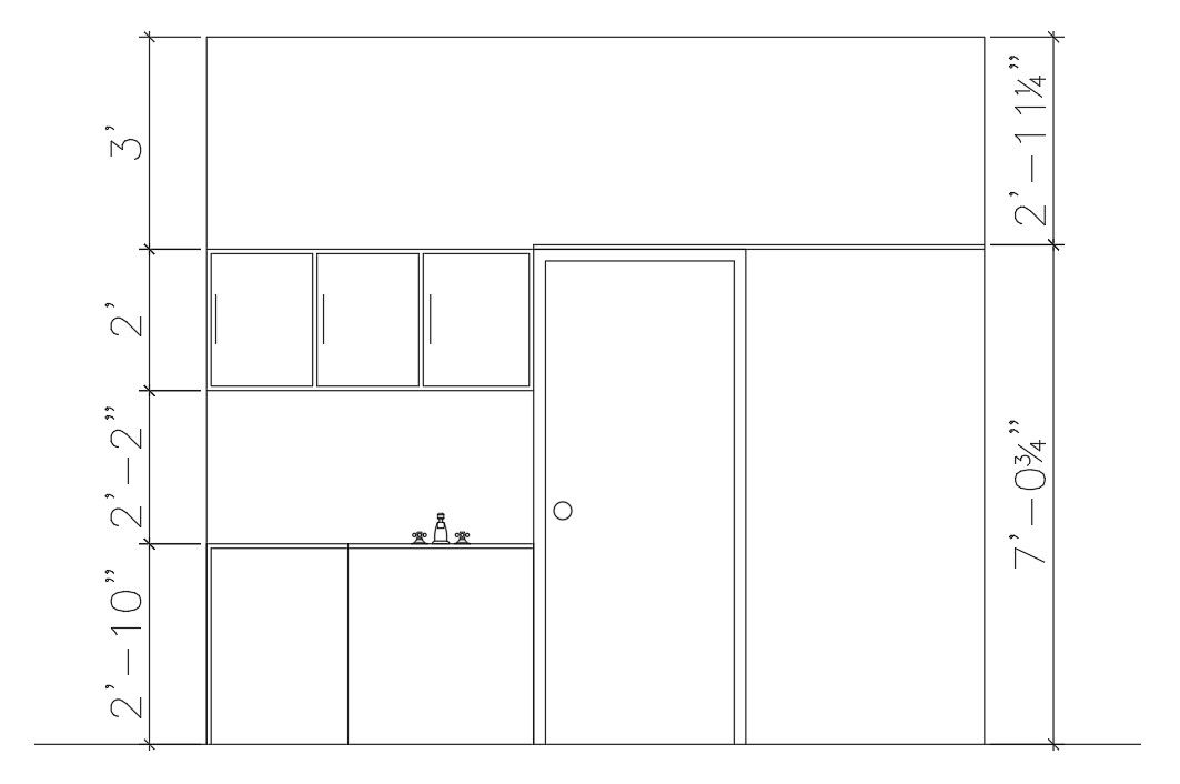 A section view of 13’x18’ kitchen plan is given in this Autocad drawing file. Download the Autocad model.