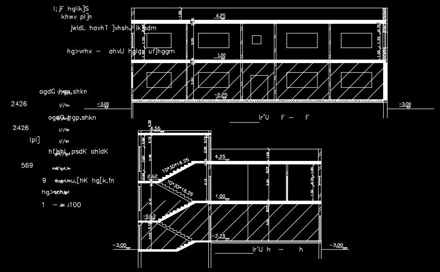 A section view of 15x20m house building