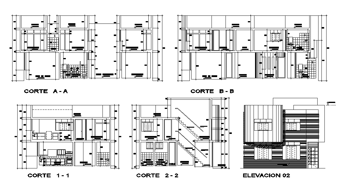 A section view of 15x7m house building building is given in this Autocad drawing file. Download now.