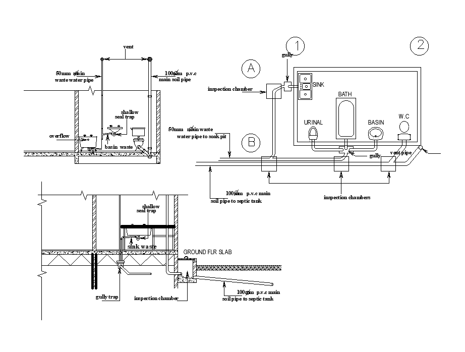 A section view of 18x17m house plan toilet is given in this Autocad drawing file.Download now.