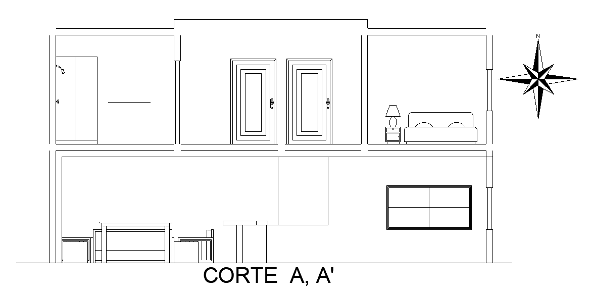 A section view of 21x10m house building is given in this AutoCAD DWG file. Download now.