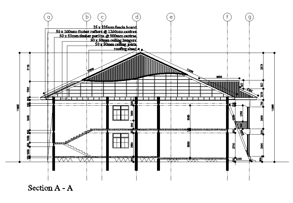 A section view of 22x22m house plan is given in this Autocad drawing file. Download now.