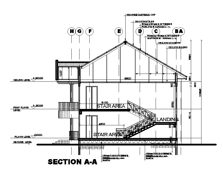 A section view of 25x13m twin house plan is given in this Autocad drawing file. Download now.