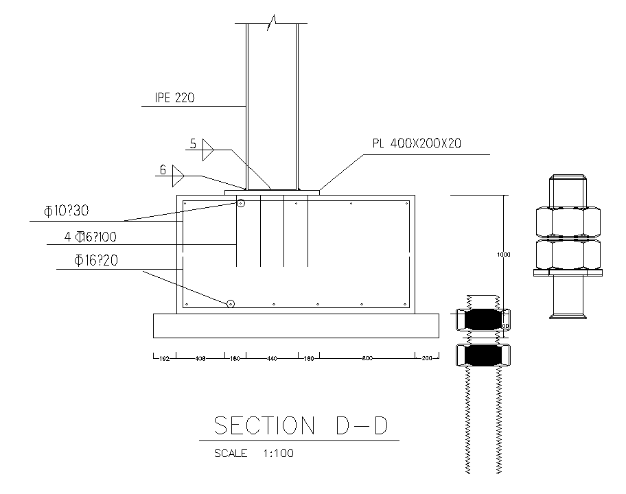 A section view of 2m length of the foundation is given in this AutoCAD drawing model.Download now.