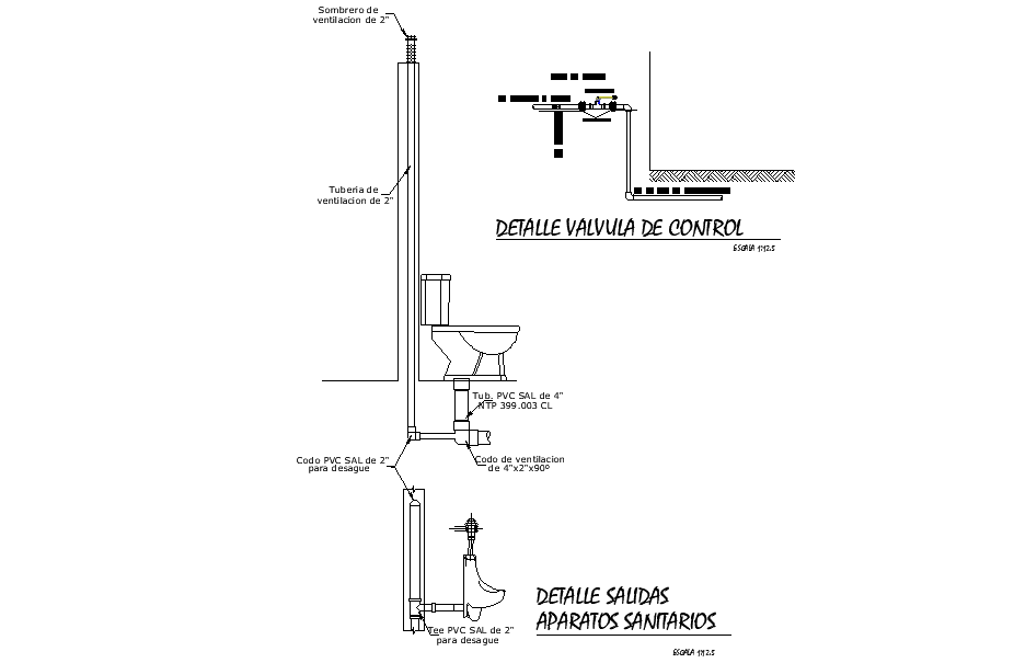 A section view of 3x3m bathroom water closet is given in this Autocad drawing file. Download now.
