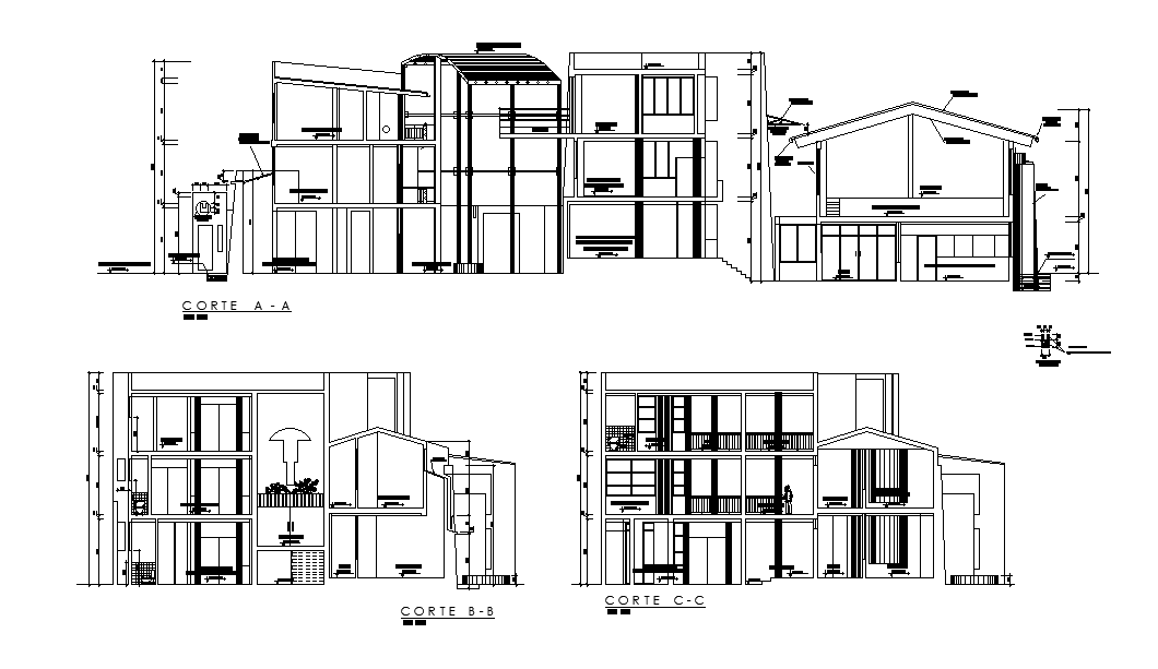 A section view of 46x19m municipal office building is given in this Autocad drawing file. Download now.