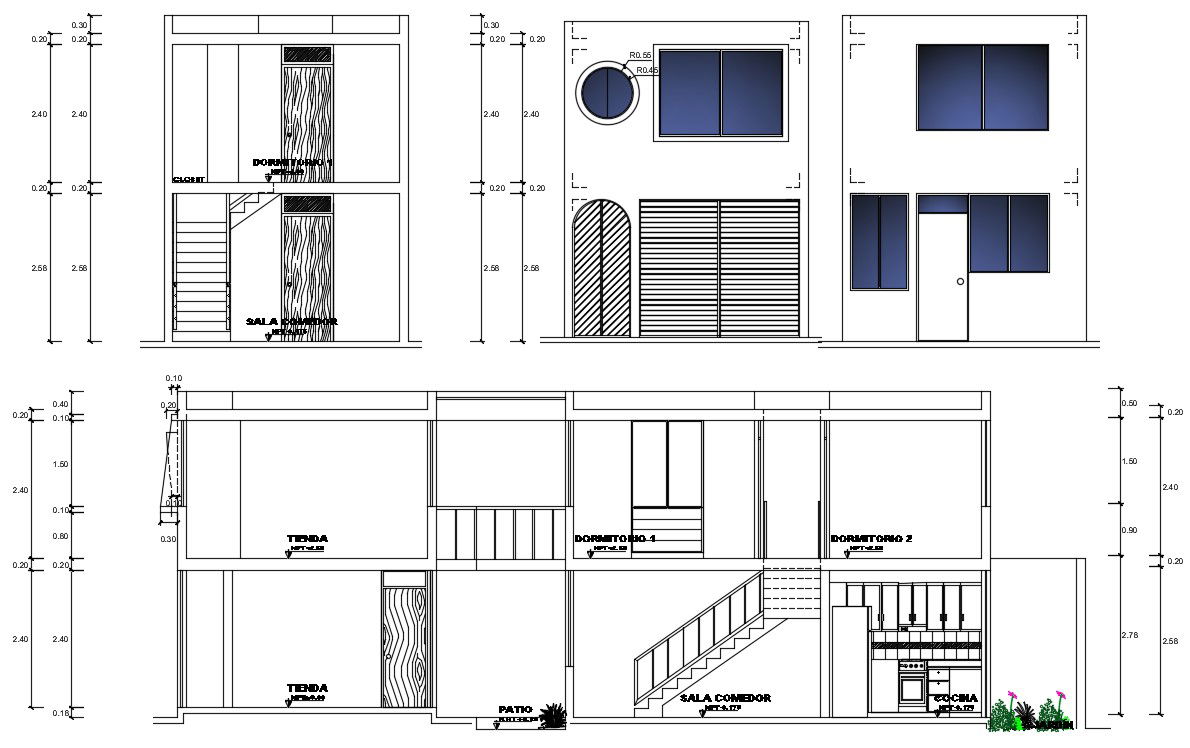 A section view of 4x16m house building is given in this Autocad drawing file. Download now.