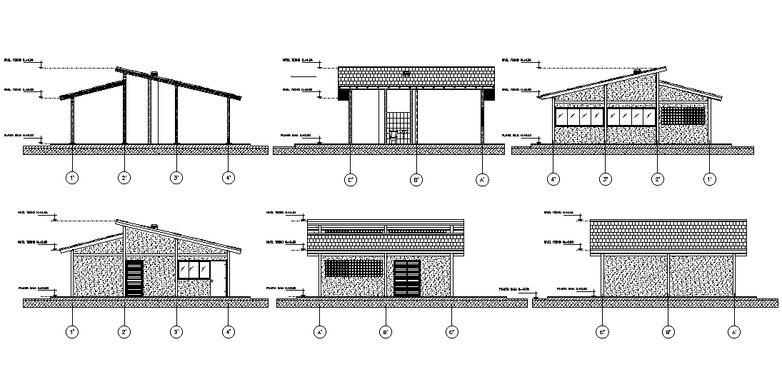 A section view of 5x4m worker house building is given in this Autocad drawing file. Download now.