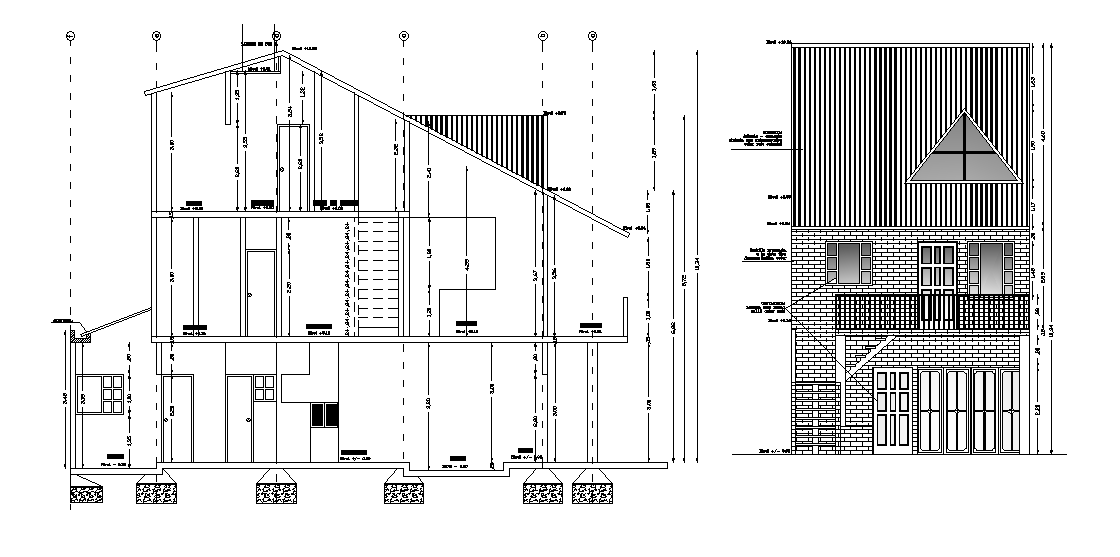 A section view of 6x15m house plan is given in this Autocad drawing file. Download now.