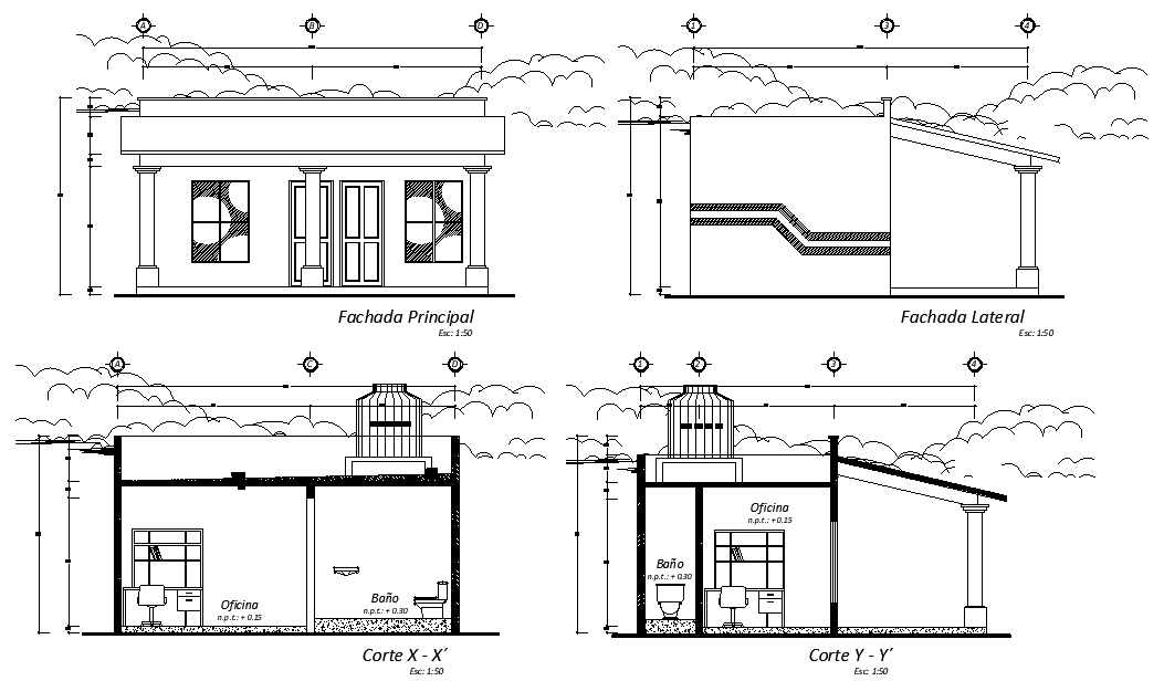 A section view of 7x7m office building is given in this Autocad drawing file.Download now.