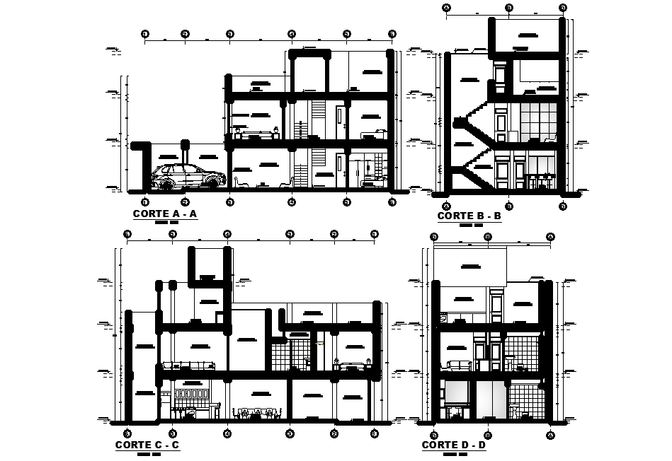 A section view of 8x16m house building is given in this AutoCAD drawing file.Download the Autocad model.