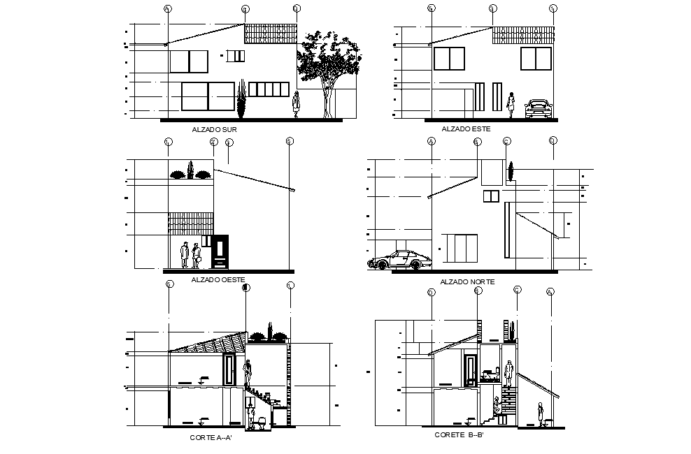 A section view of 8x8m house plan is given with site layout in this Autocad drawing model. Download now.