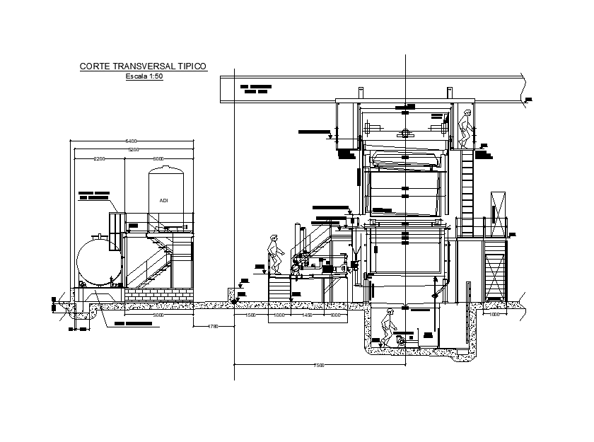 A section view of Meat process plant is given in this Autocad drawing file. Download now.