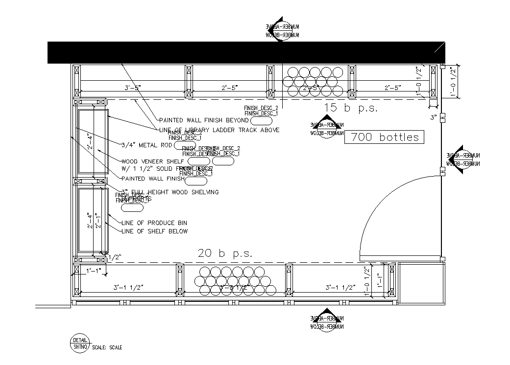 A section view of Restaurant bar shelve details are given in this AutoCAD model. Download the Autocad model.