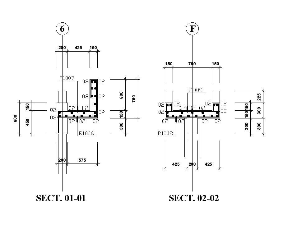A section view of column reinforcement details is given in this Autocad drawing file.Download now.