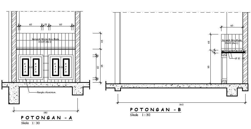 A section view of edge hanging beam is given in this Autocad drawing file. Download now.