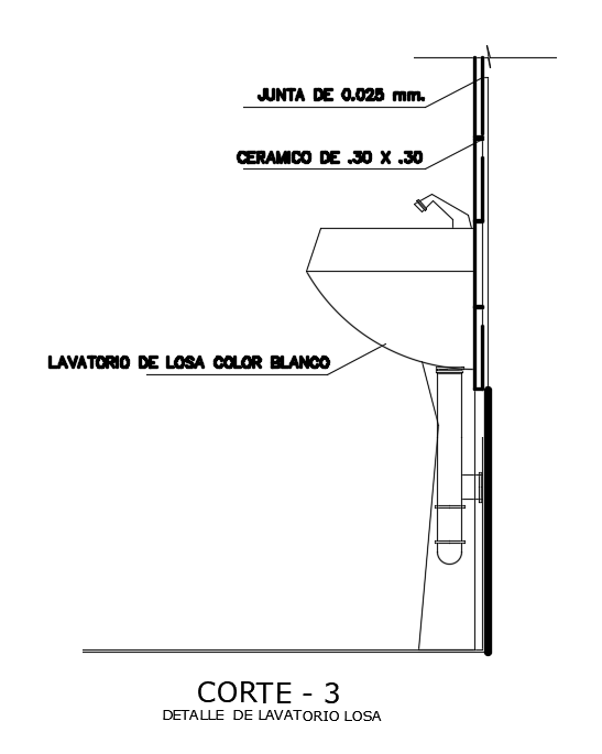 A section view of lavatory is given in this AutoCAD drawing model. Download now.