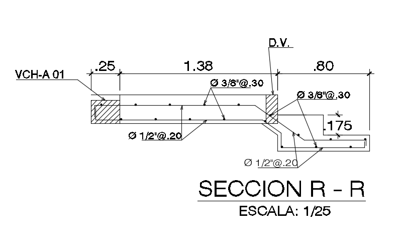 A section view of longitudinal structural detail of mezzanine ladder is given in this Autocad drawing file.Download the Autocad model.