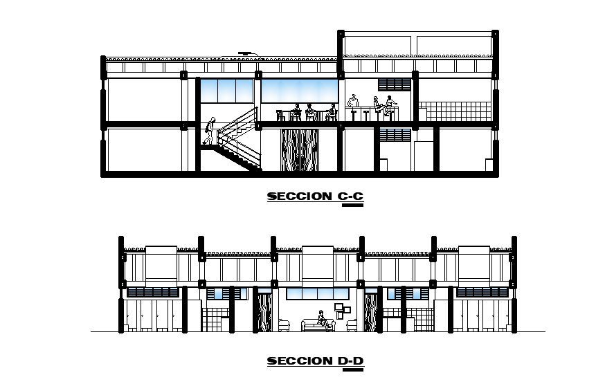 A section view of multipurpose salon building is given in this Autocad drawing file. Download now.