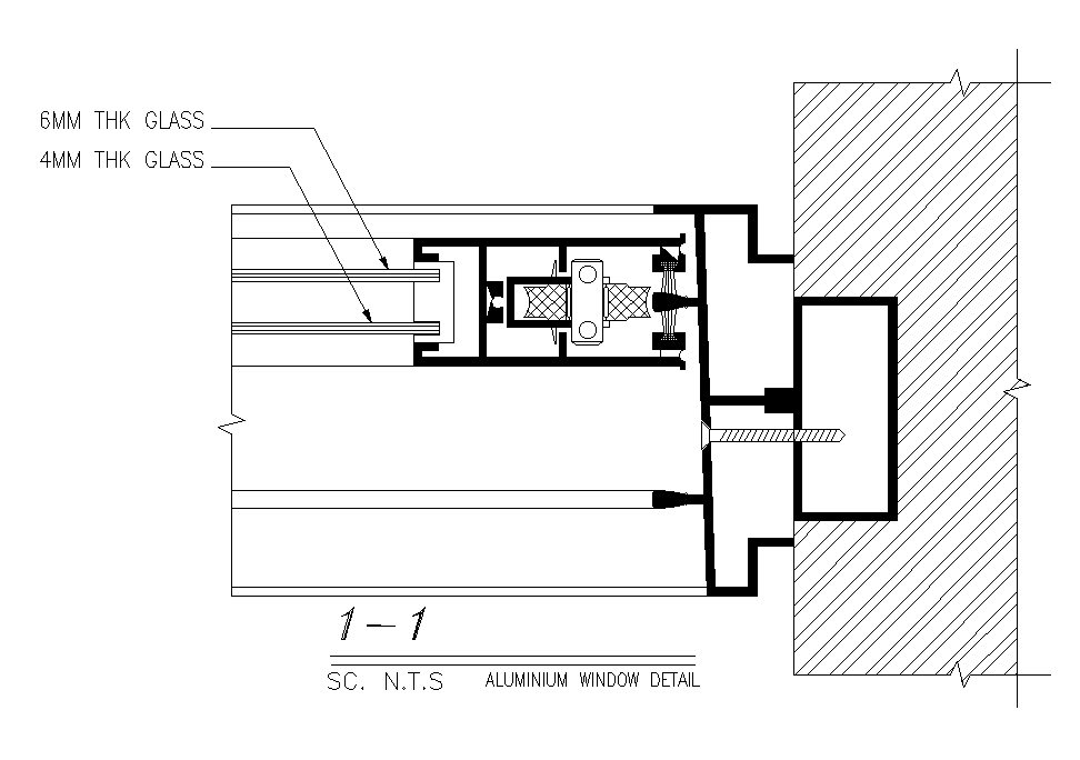 A section view of the 100x160cm door is given in this AutoCAD drawing model. Download now.