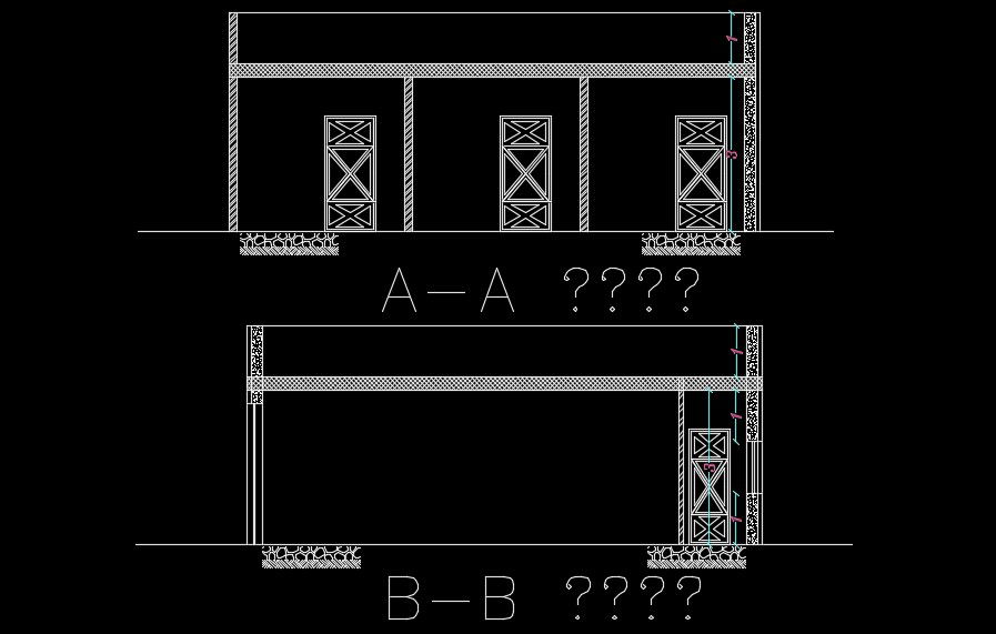 A section view of the 10x10m ground floor house plan