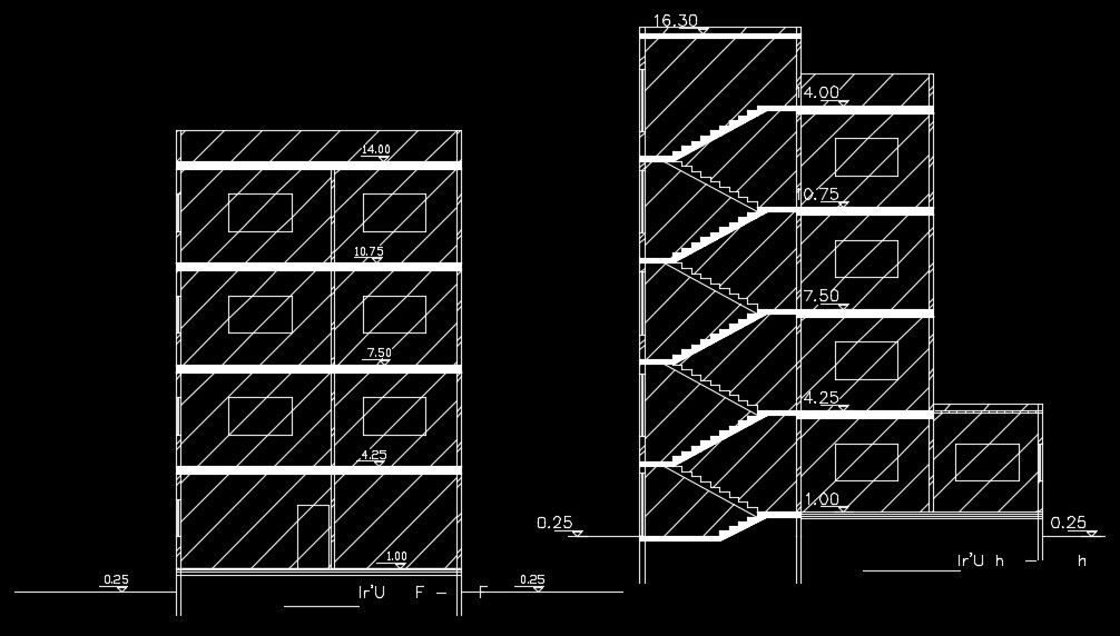 A section view of the 10x13m house building drawing