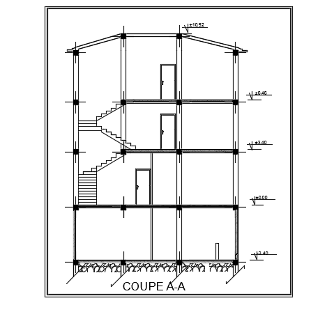 A section view of the 10x14m house building is given in this file