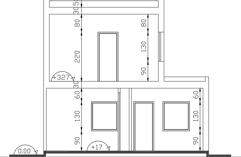 East Side Elevation of 74x55m Multifamily Villa AutoCAD Drawing