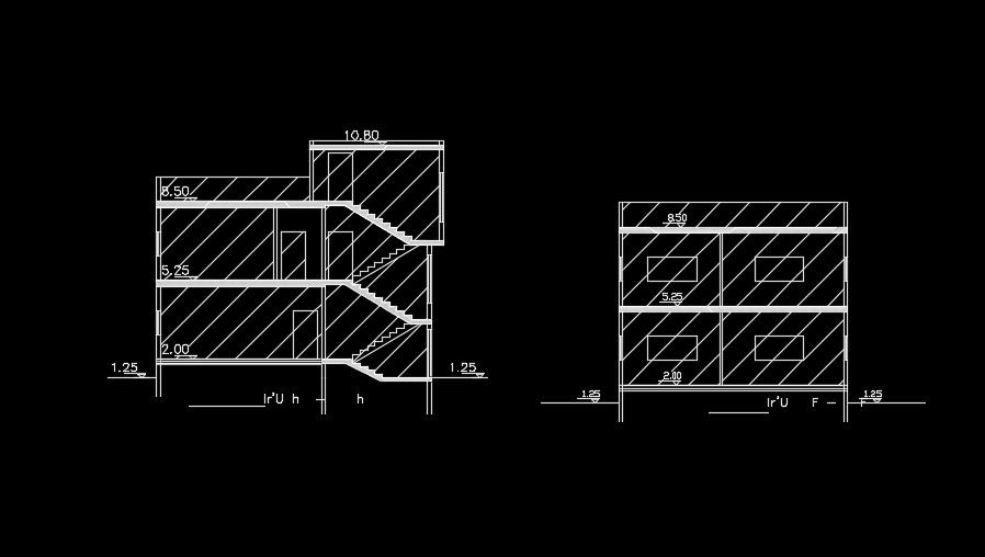 A section view of the 11x11m house building model