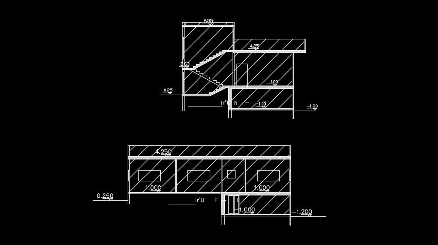 A section view of the 11x15m house building drawing