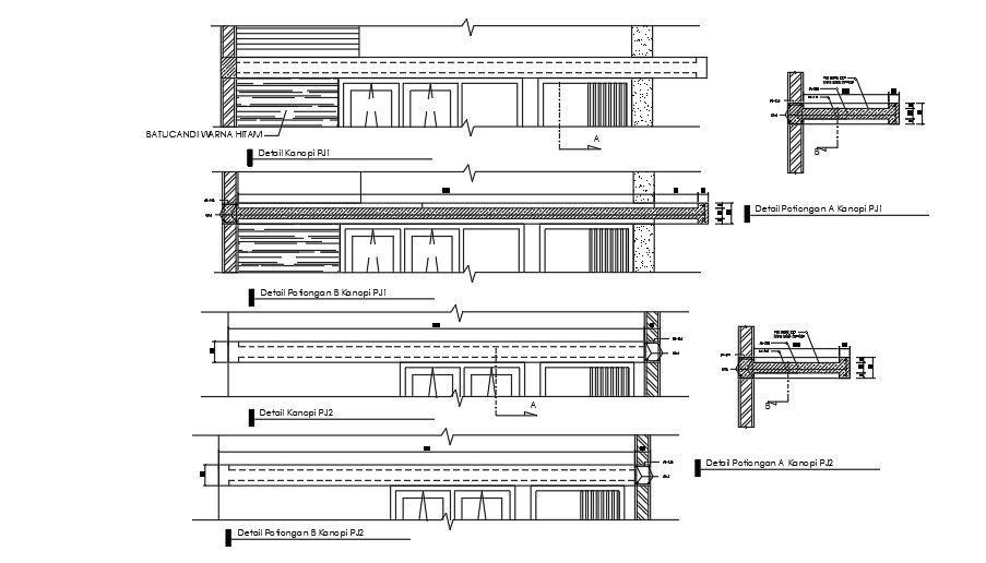A section view of the 12x20m house plan windows