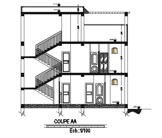 A section view of the 13x11m house building is given in this file