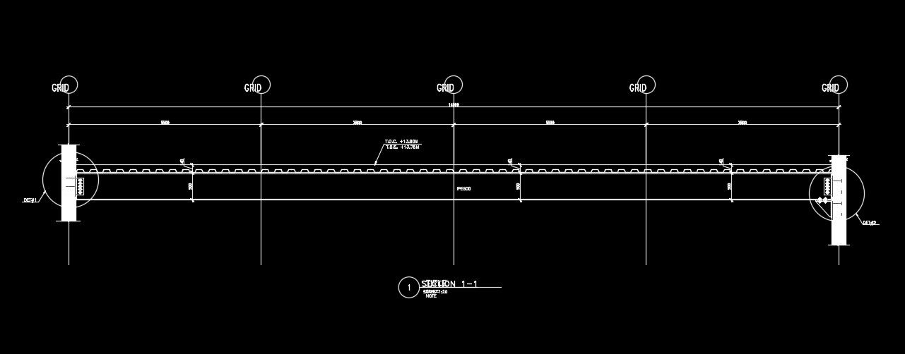 A section view of the 140x280mm industrial plan