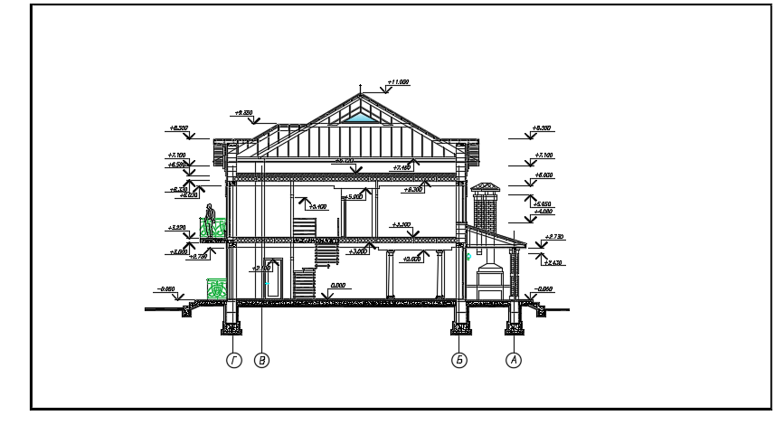 A section view of the 14x10m building is given in this file