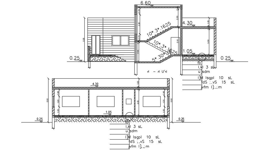 A section view of the 14x14m house building download now