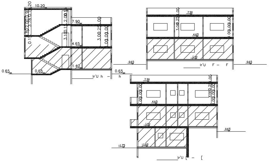 A section view of the 15x13m house building download now