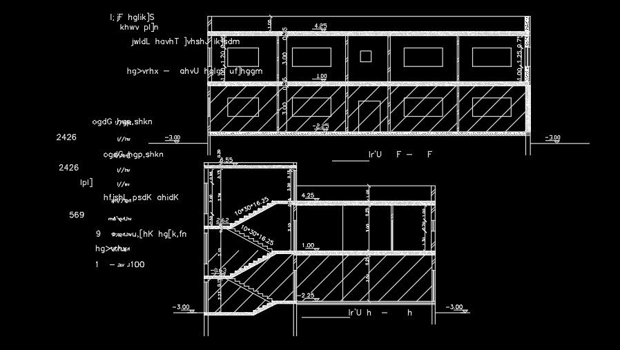 A section view of the 15x21m house building is given in this file