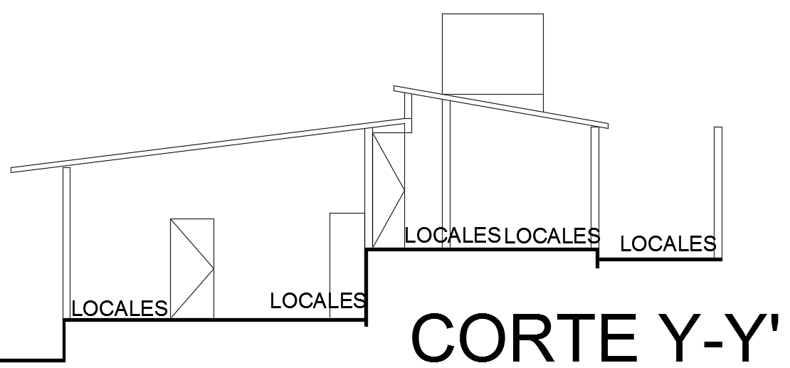 A section view of the 15x6m architecture commercial shop building