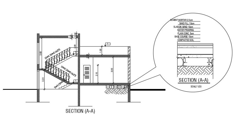A section view of the 16x10m house building download now
