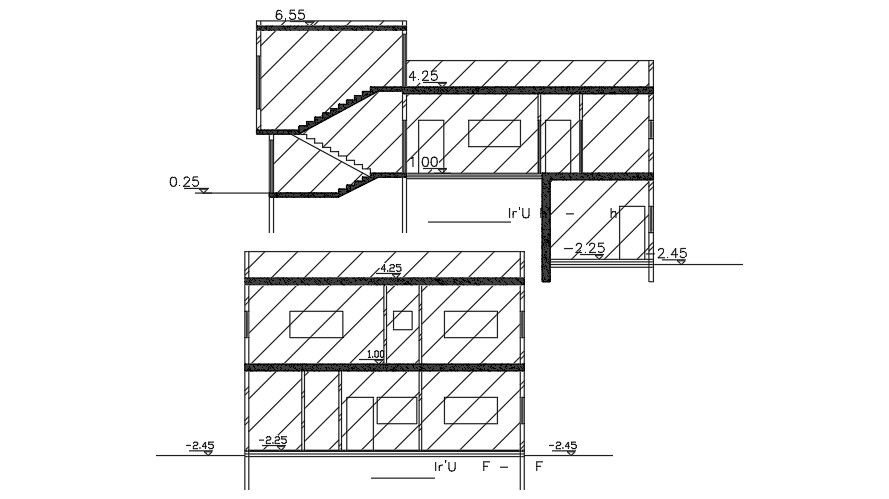 A section view of the 16x10m house building view