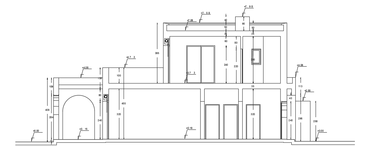 A section view of the 16x15m house building is given in this file
