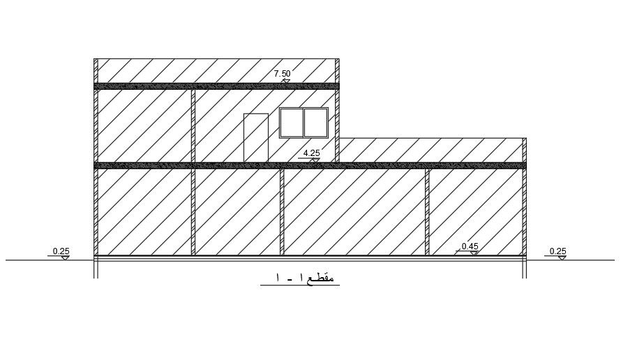 A section view of the 17x11m house building download now