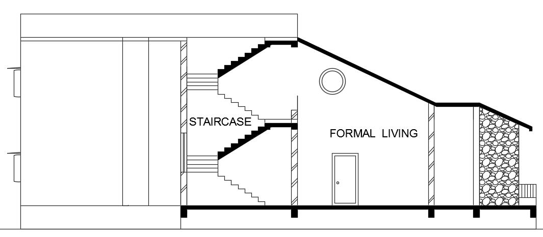 Section View 17×19m Architecture House Plan AutoCAD Model Details