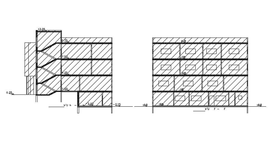 A section view of the 19x18m house building download now