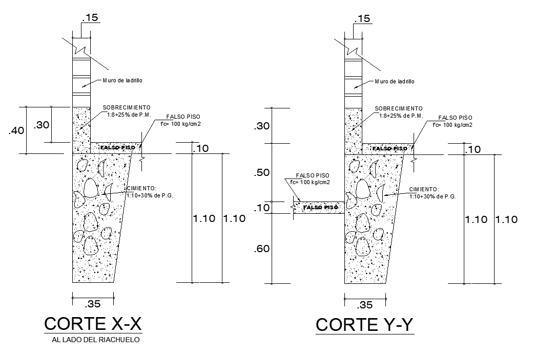 A section view of the 1m foundation cum column is given for the 40x17m kid’s playschool in this AutoCAD model. Download now.