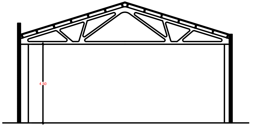 A section view of the 20x12m house building CAD drawing