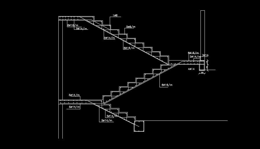 A section view of the 20x16m house plan staircase